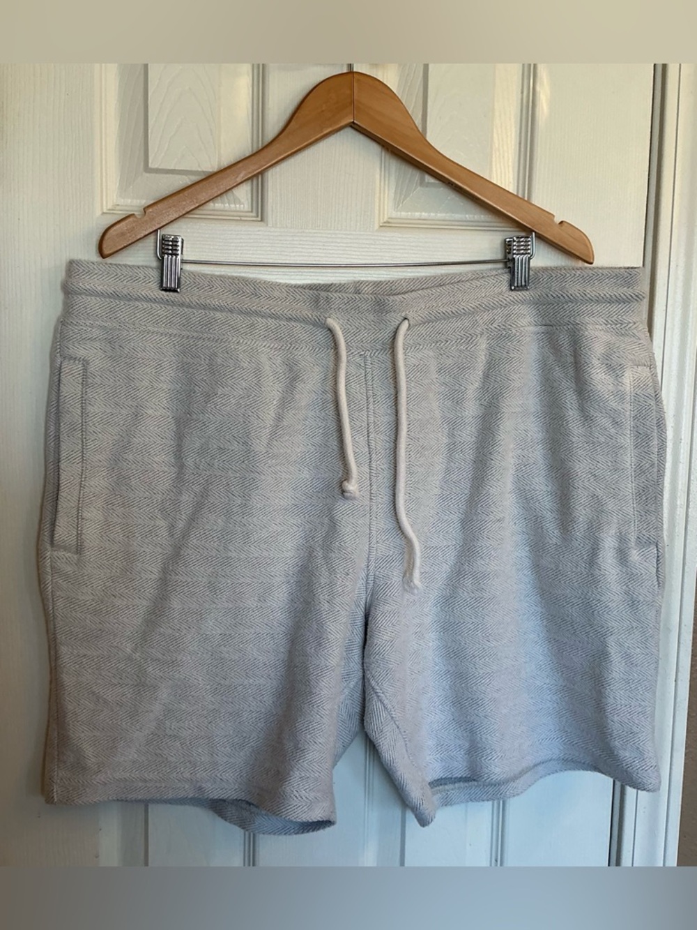 Goodfellow & Co Light Gray Herringbone Drawstring Athletic Knit Shorts Size XL
